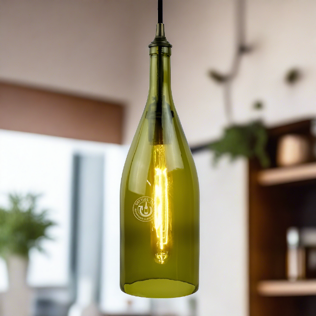 Wine Bottle Pendant Light - Burgundy