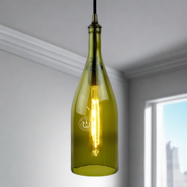 Wine Bottle Pendant Light - Burgundy
