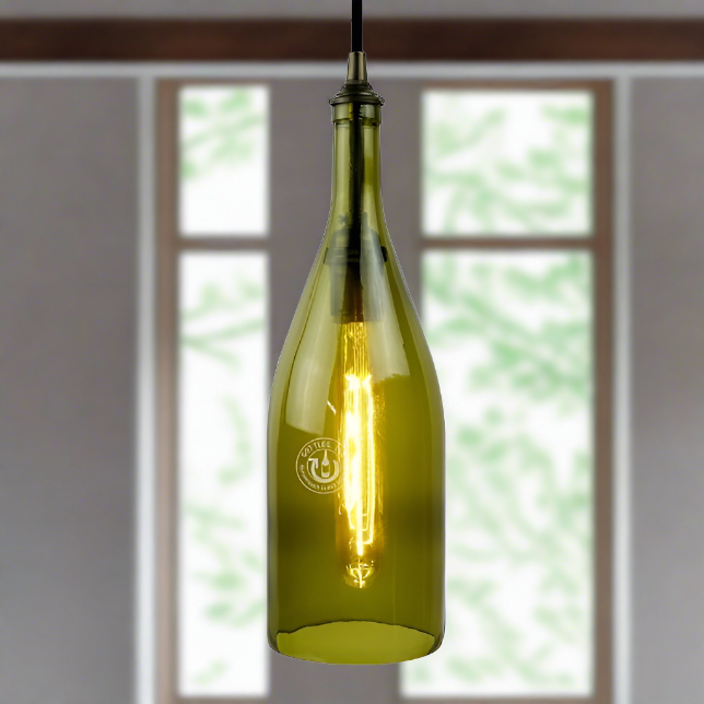 Wine Bottle Pendant Light - Burgundy