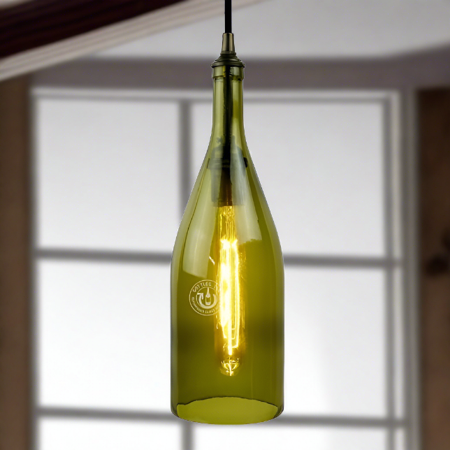 Wine Bottle Pendant Light - Burgundy