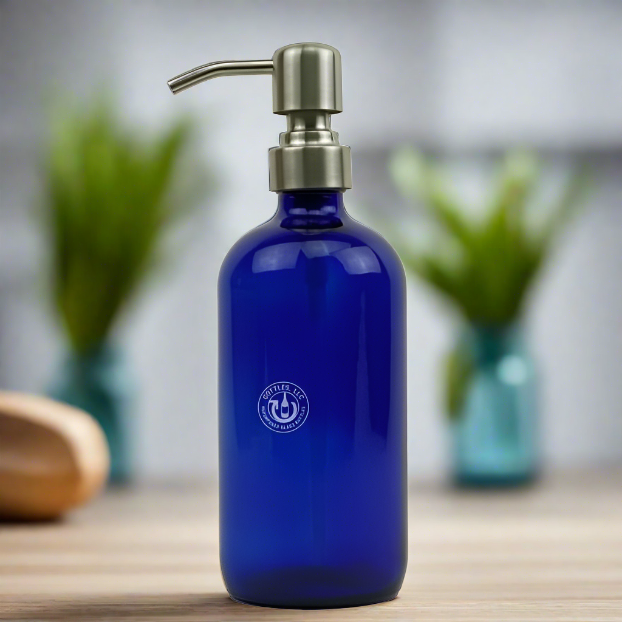 Cobalt Blue Glass Bottle 16oz Soap Dispenser KS8