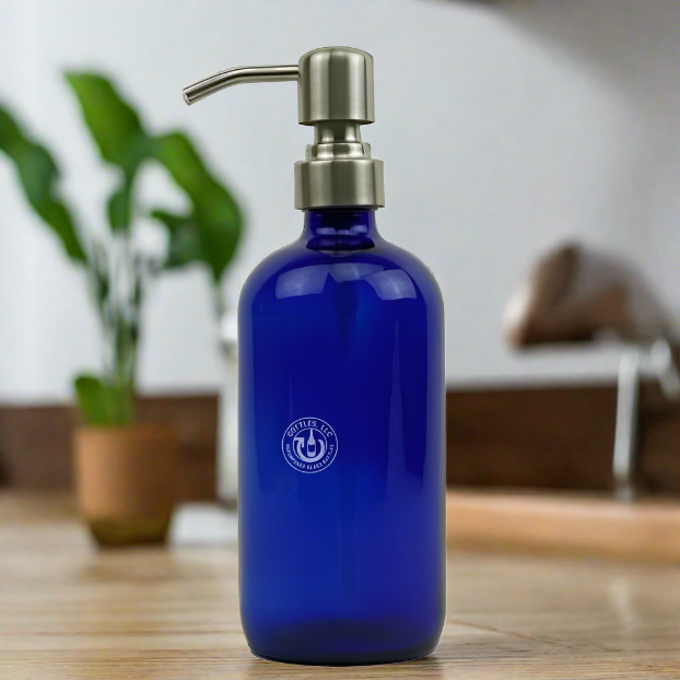 Cobalt Blue Glass Bottle 16oz Soap Dispenser KS8