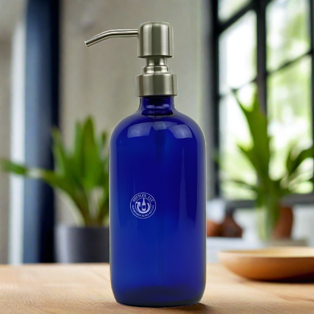 Cobalt Blue Glass Bottle 16oz Soap Dispenser KS8