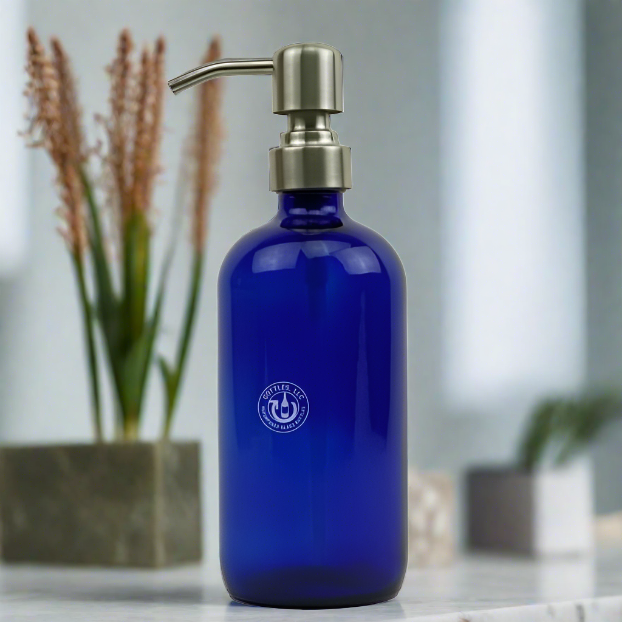 Cobalt Blue Glass Bottle 16oz Soap Dispenser KS8