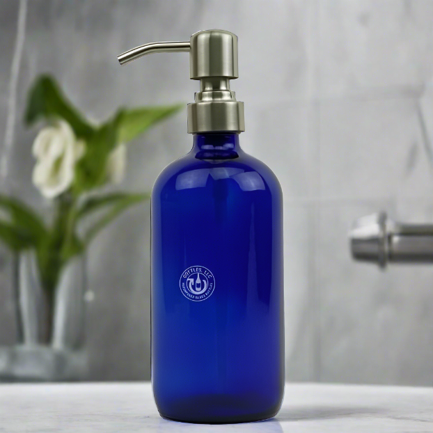 Cobalt Blue Glass Bottle 16oz Soap Dispenser KS8