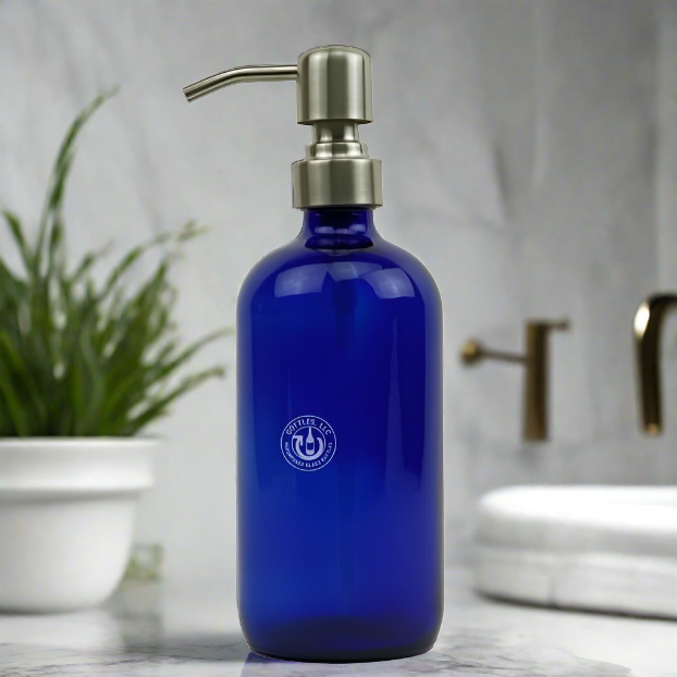 Cobalt Blue Glass Bottle 16oz Soap Dispenser KS8