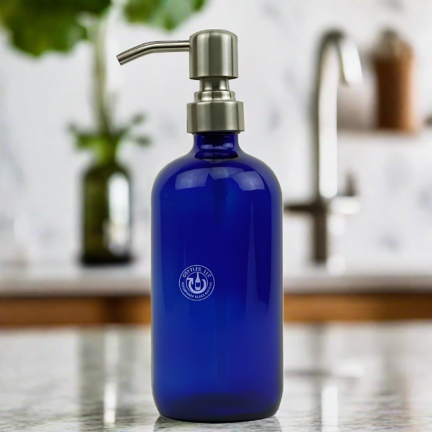 Cobalt Blue Glass Bottle 16oz Soap Dispenser KS8