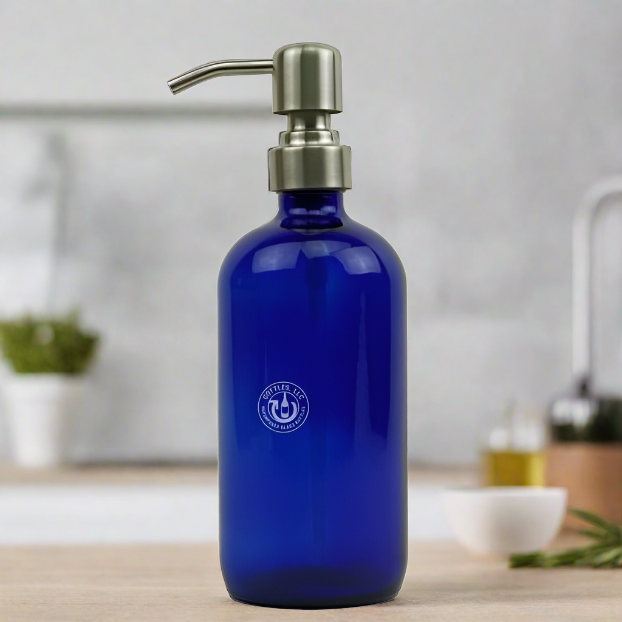 Cobalt Blue Glass Bottle 16oz Soap Dispenser KS8