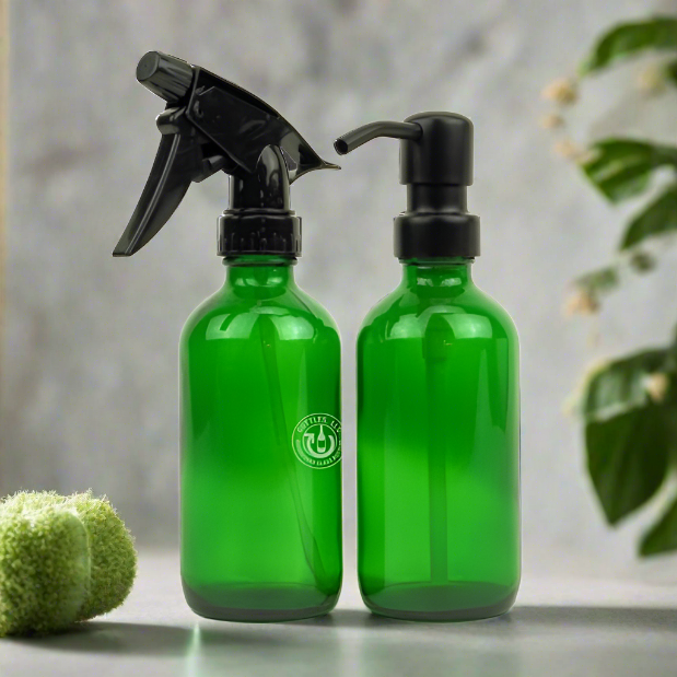 Green Glass 8oz Spray Bottle & Soap Dispenser