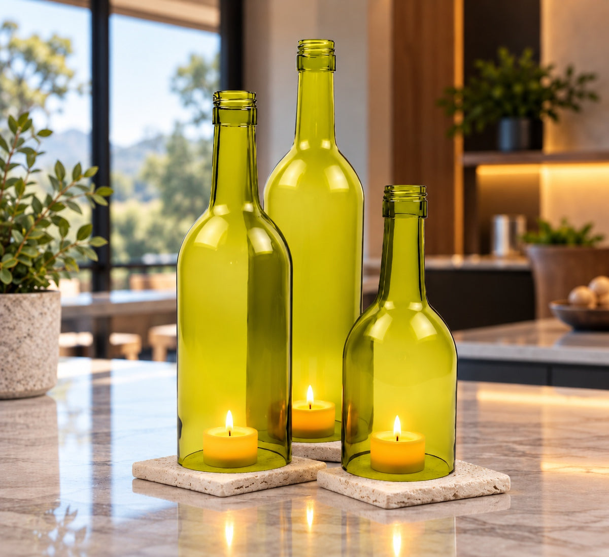 Wine Bottle Candle Cover Set - Bordeaux