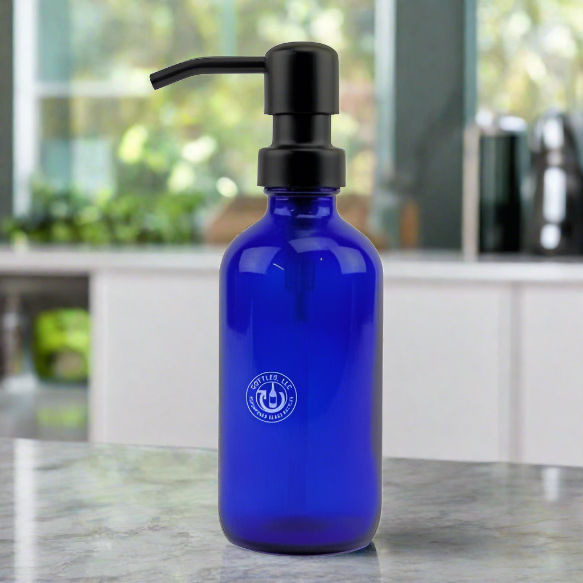 Cobalt Blue Glass Bottle 8oz Soap Dispenser KS6