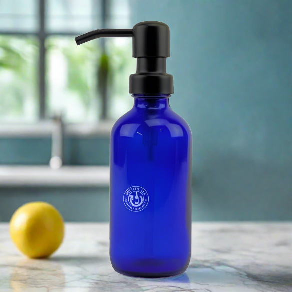 Cobalt Blue Glass Bottle 8oz Soap Dispenser KS6