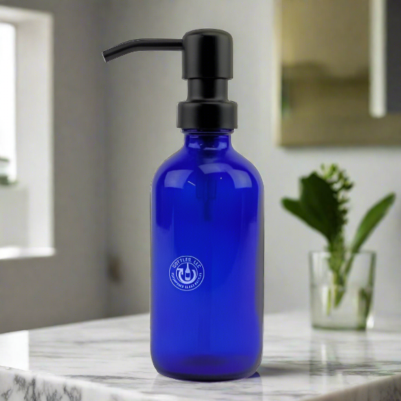 Cobalt Blue Glass Bottle 8oz Soap Dispenser KS6