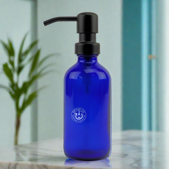 Cobalt Blue Glass Bottle 8oz Soap Dispenser KS6