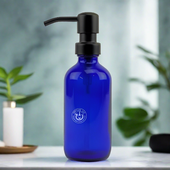 Cobalt Blue Glass Bottle 8oz Soap Dispenser KS6
