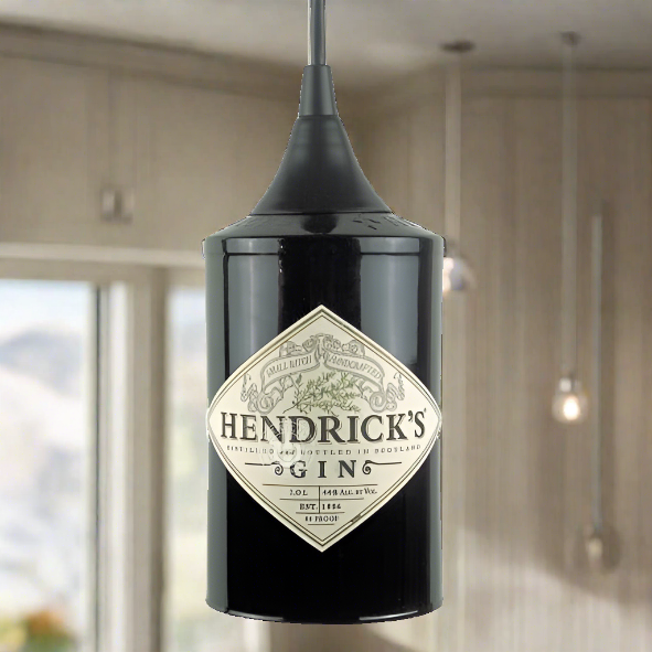 Hendrick's Gin Bottle Pendant Light - Top Cut