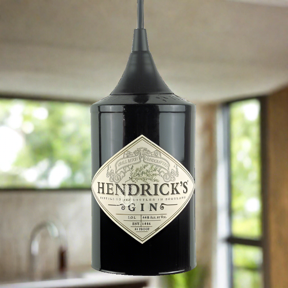 Hendrick's Gin Bottle Pendant Light - Top Cut
