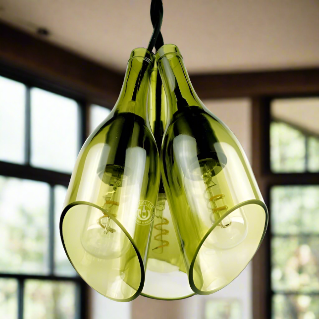 Wine Bottle Three-Light Chandelier - Burgundy