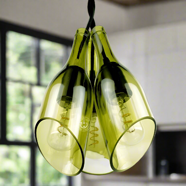 Wine Bottle Three-Light Chandelier - Burgundy