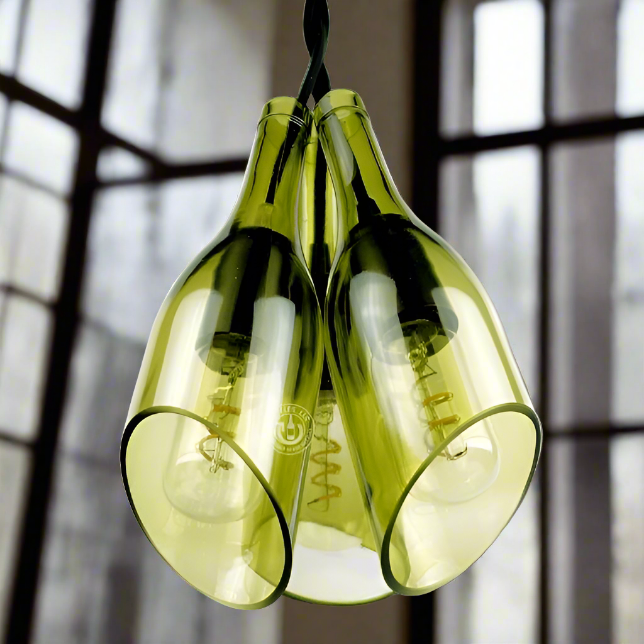 Wine Bottle Three-Light Chandelier - Burgundy