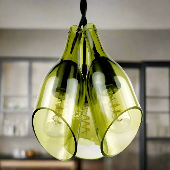 Wine Bottle Three-Light Chandelier - Burgundy