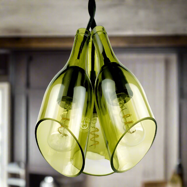 Wine Bottle Three-Light Chandelier - Burgundy
