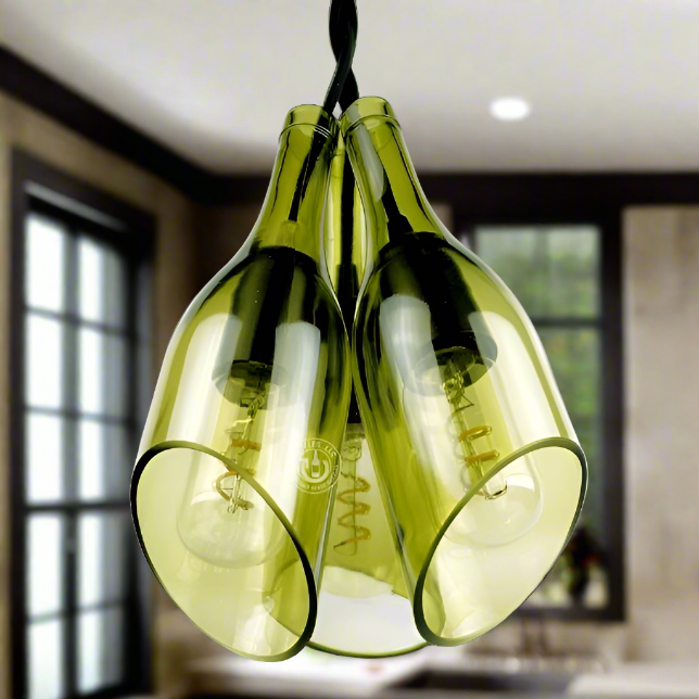 Wine Bottle Three-Light Chandelier - Burgundy