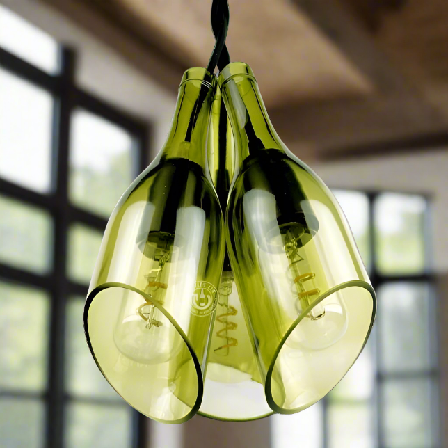 Wine Bottle Three-Light Chandelier - Burgundy