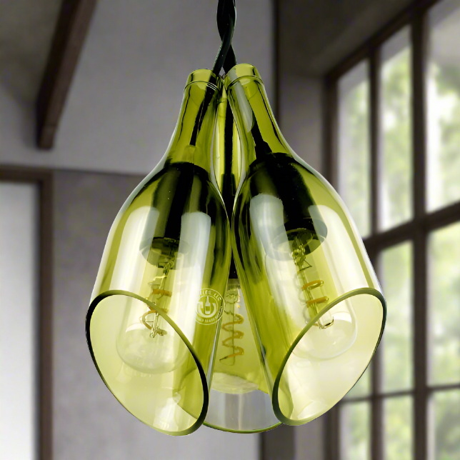 Wine Bottle Three-Light Chandelier - Burgundy