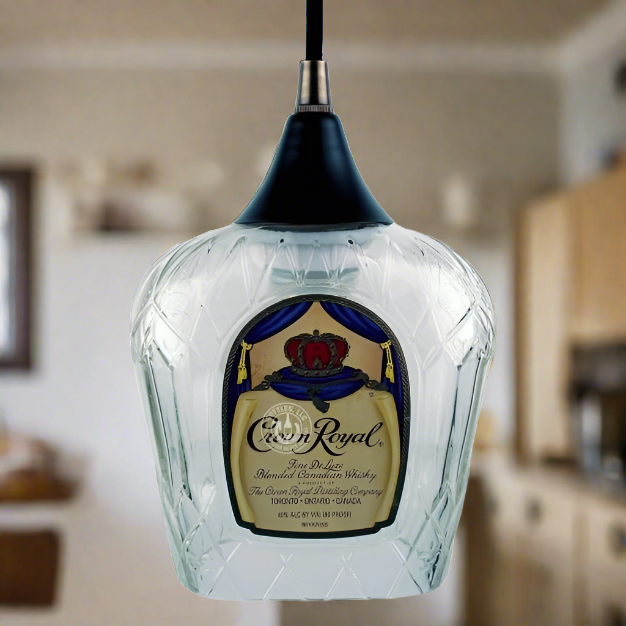 Crown Royal Whisky Bottle Pendant Light - Top Cut