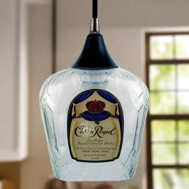 Crown Royal Whisky Bottle Pendant Light - Top Cut