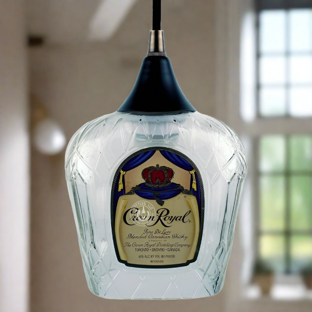 Crown Royal Whisky Bottle Pendant Light - Top Cut