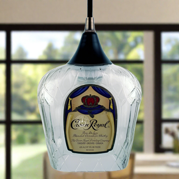 Crown Royal Whisky Bottle Pendant Light - Top Cut