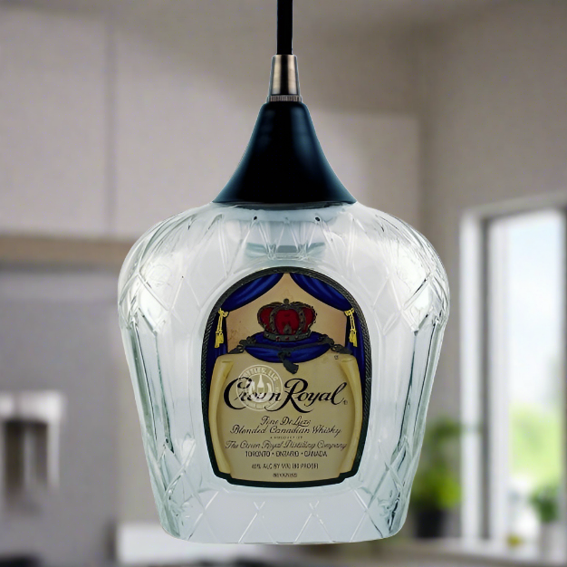 Crown Royal Whisky Bottle Pendant Light - Top Cut