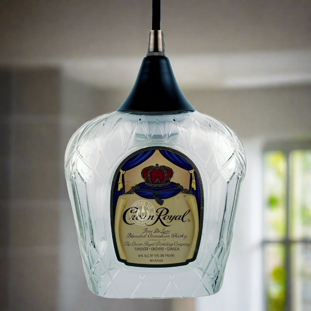 Crown Royal Whisky Bottle Pendant Light - Top Cut