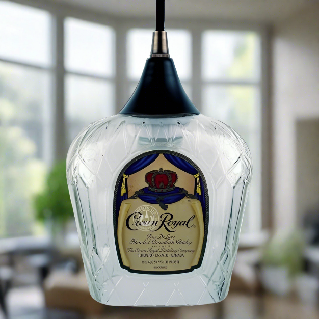 Crown Royal Whisky Bottle Pendant Light - Top Cut