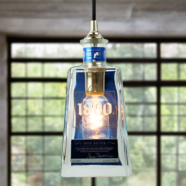 1800 Silver Tequila Bottle Pendant Light