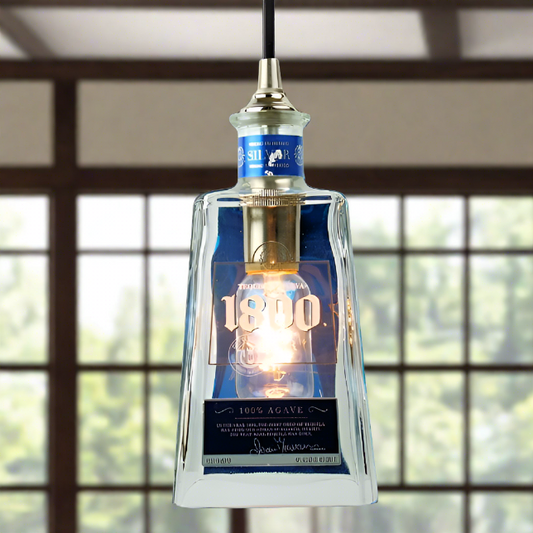 1800 Silver Tequila Bottle Pendant Light