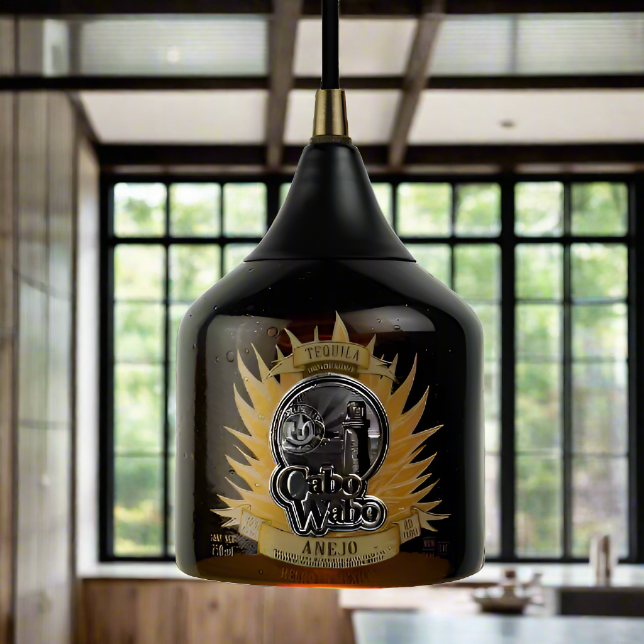 Cabo Wabo Tequila Bottle Pendant Light - Anejo Top Cut