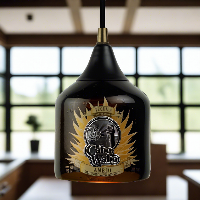 Cabo Wabo Tequila Bottle Pendant Light - Anejo Top Cut