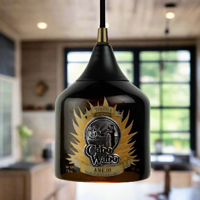 Cabo Wabo Tequila Bottle Pendant Light - Anejo Top Cut
