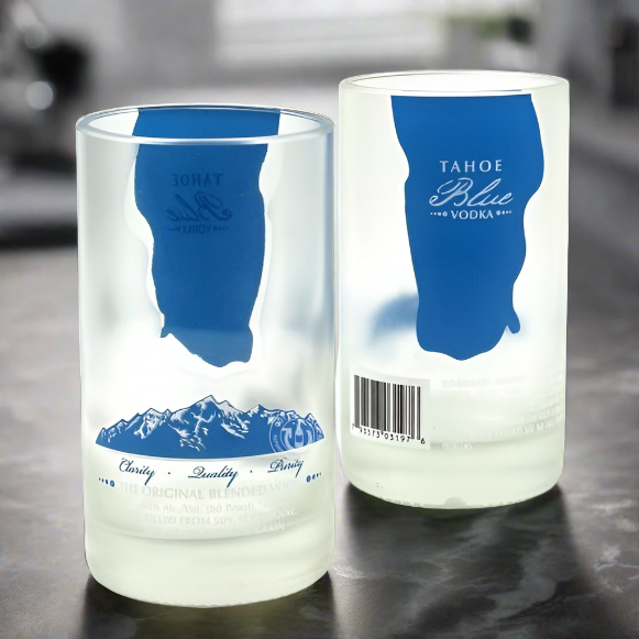 Tahoe Blue Vodka Bottle 12oz Glass Set