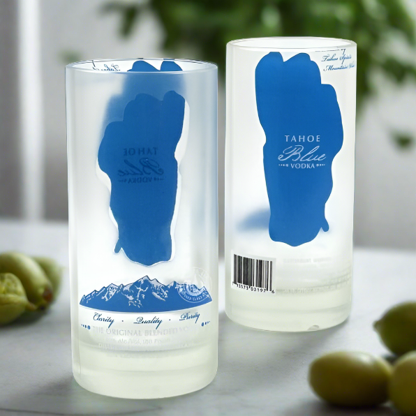 Tahoe Blue Vodka Bottle 16oz Glass Set