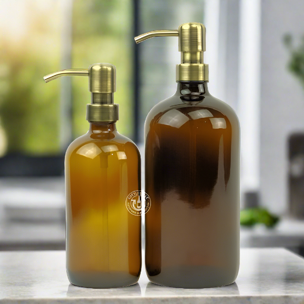 Amber Glass Bottle Soap Dispenser Set 16/32