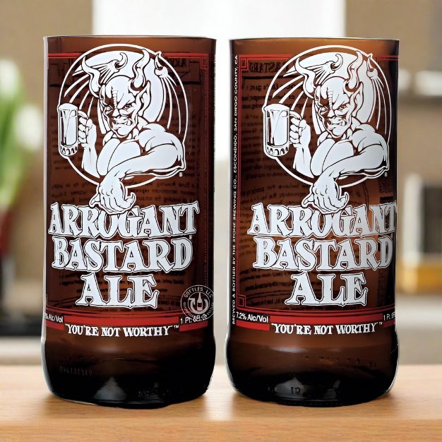 Arrogant Bastard Ale Bottle 14oz Glass Set