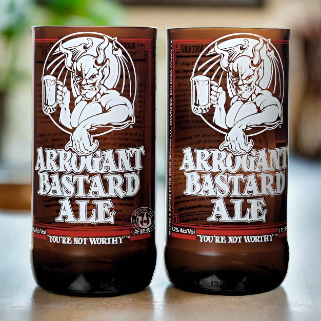 Arrogant Bastard Ale Bottle 14oz Glass Set