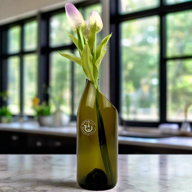 Wine Bottle Vase - Low Slanted Cut