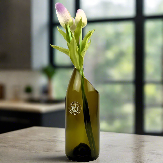 Wine Bottle Vase - Low Slanted Cut