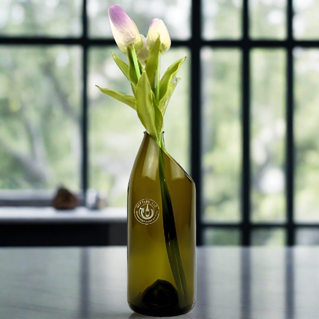 Wine Bottle Vase - Low Slanted Cut