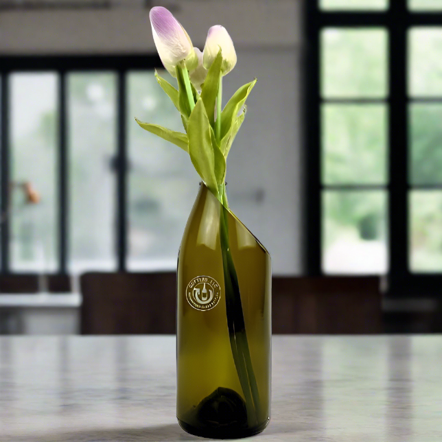 Wine Bottle Vase - Low Slanted Cut